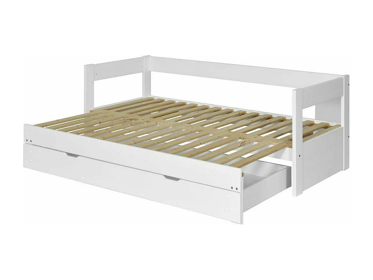 lit banquette gigogne avec tiroir 80x200 cm bois massif blanc RAVI