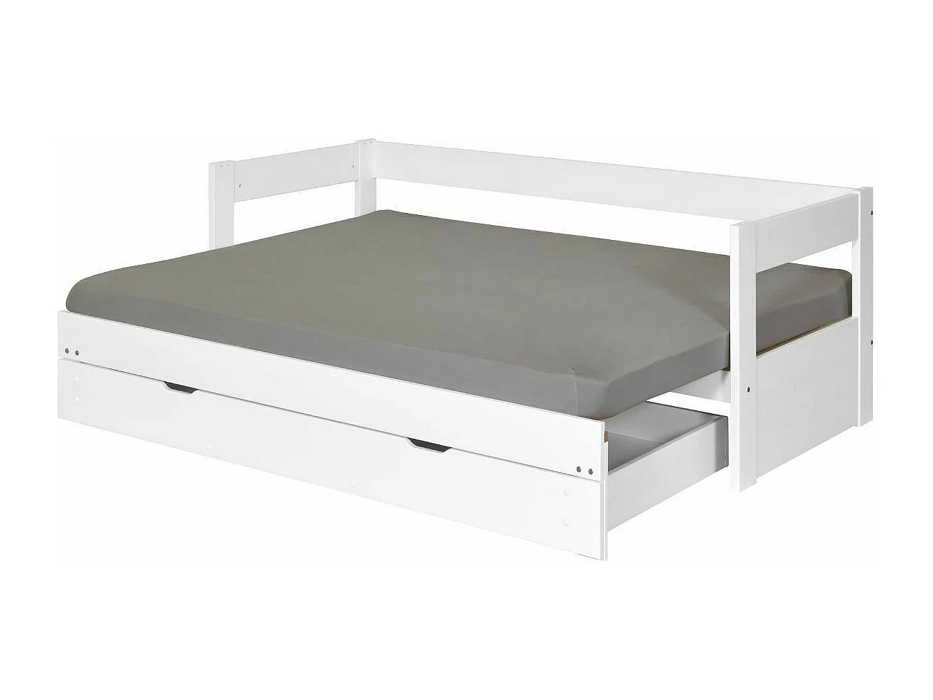 lit banquette gigogne avec tiroir 80x200 cm bois massif blanc RAVI