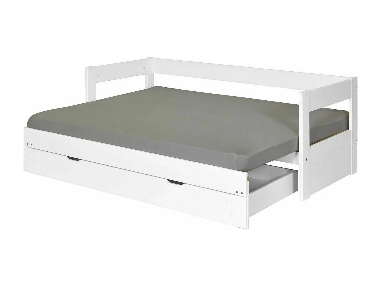Pack lit banquette gigogne avec tiroir et matelas 80x200 cm bois massif blanc RAVI