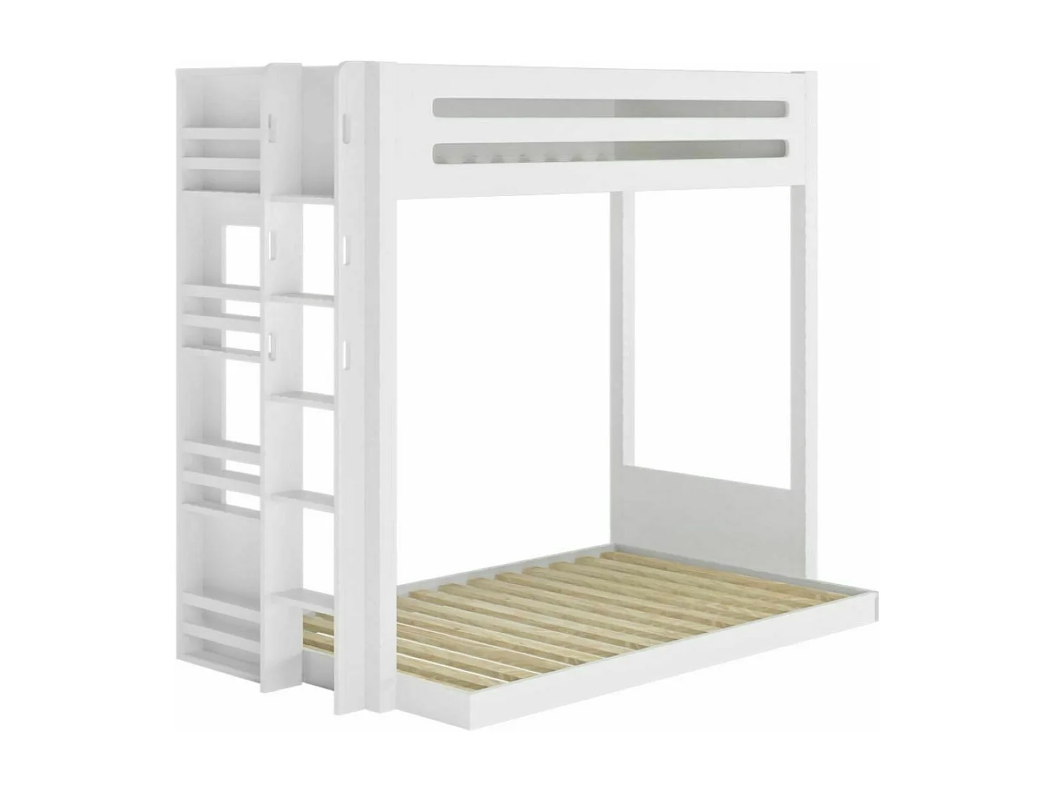 Lit superposé 3 places Montessori 120x190 cm bois massif blanc ISA