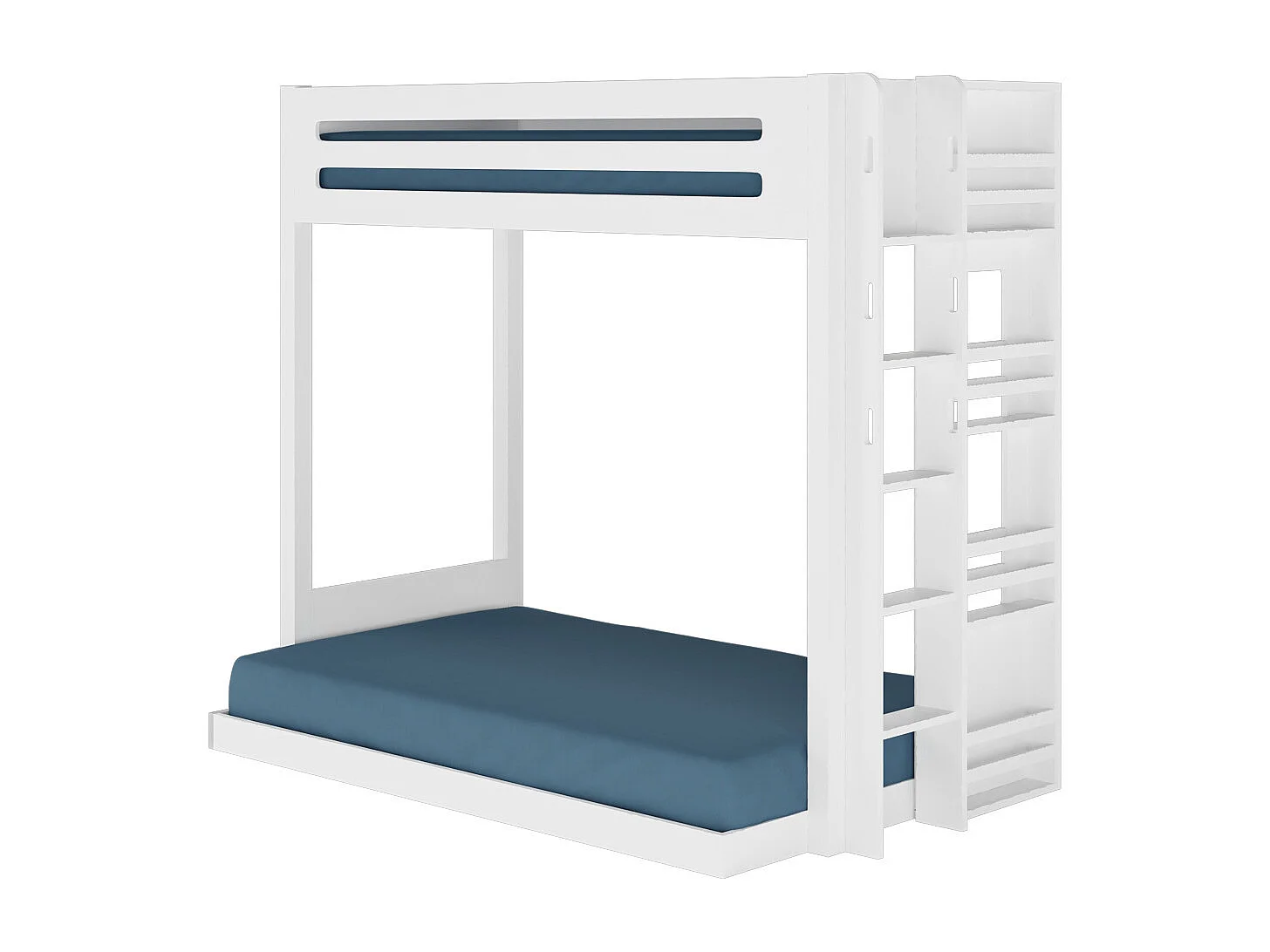 Lit superposé 3 places Montessori 120x190 cm bois massif blanc ISA