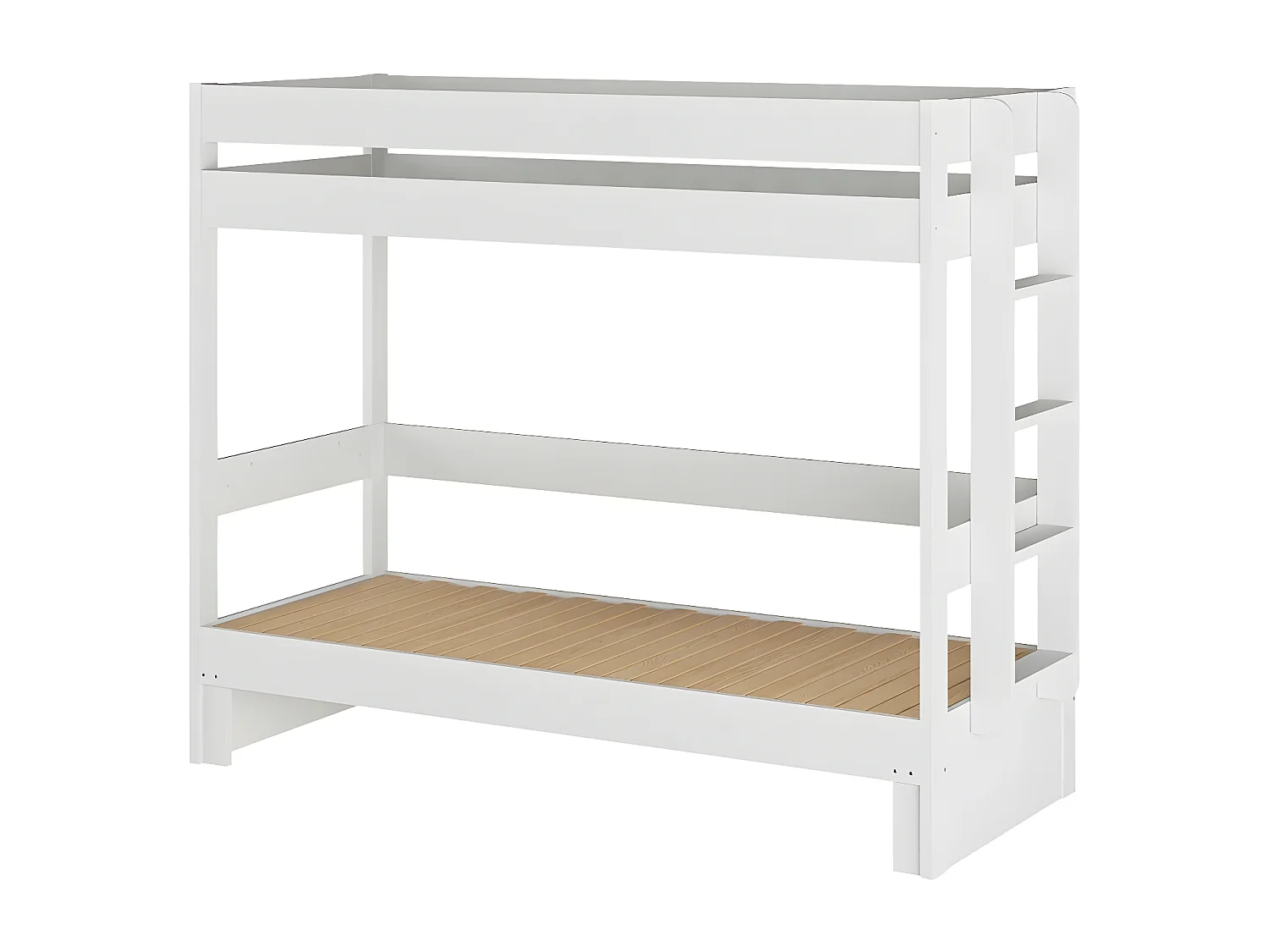 Pack lit superposé gigogne avec matelas 80x200 cm bois massif blanc RAVI