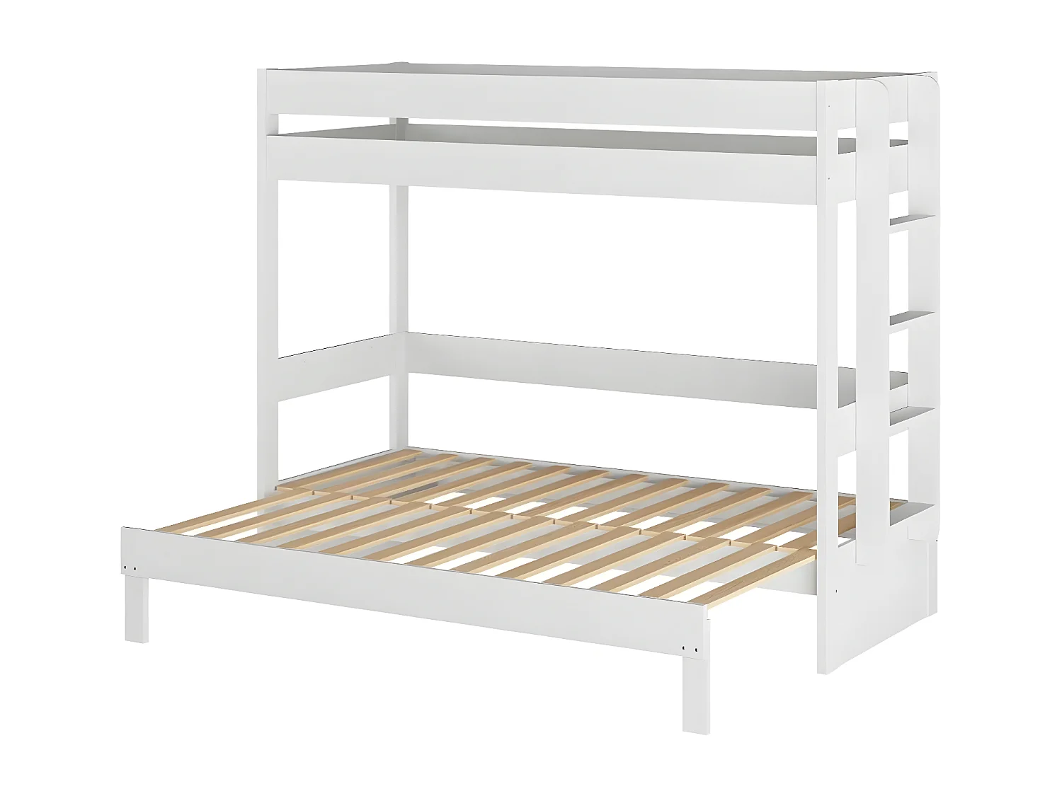 Pack lit superposé gigogne avec matelas 80x200 cm bois massif blanc RAVI