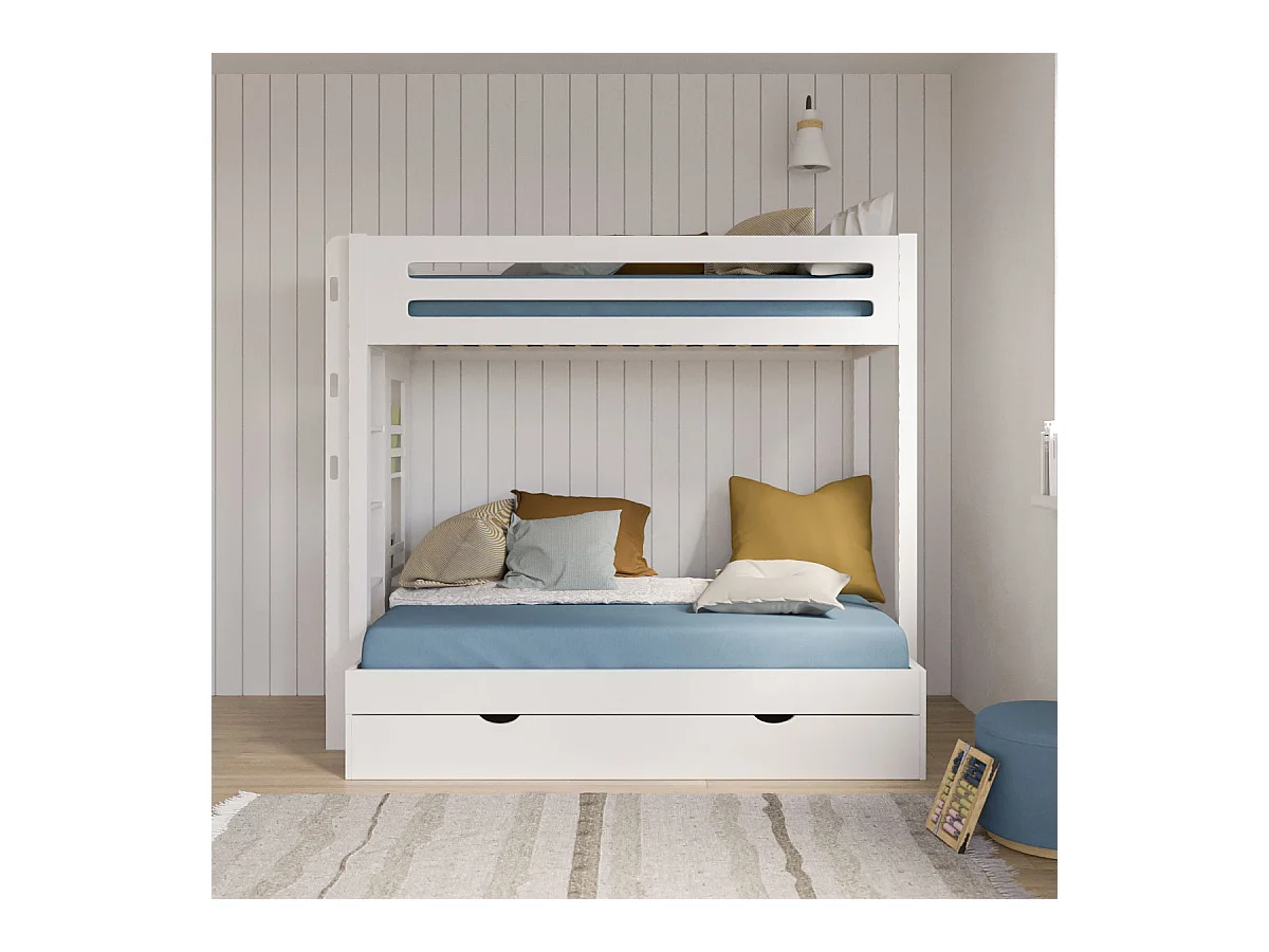 Lit superposé 4 places 120x190 cm bois massif blanc ISA