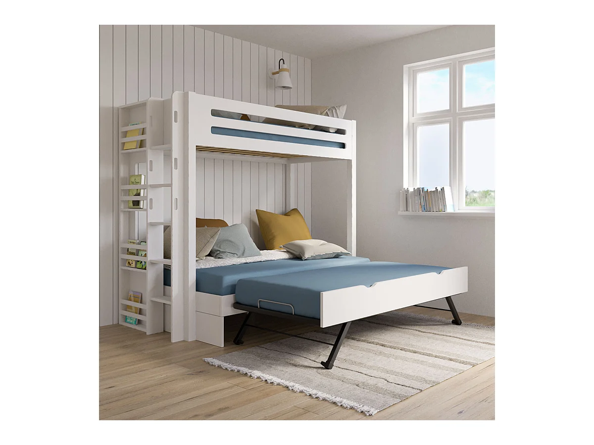 Lit superposé 4 places 120x190 cm bois massif blanc ISA