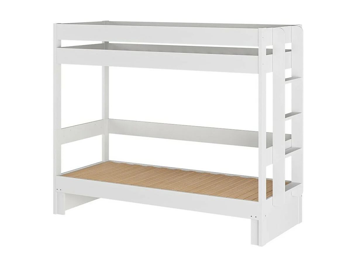 Pack lit superposé gigogne avec tiroir 80x200 cm bois massif blanc RAVI