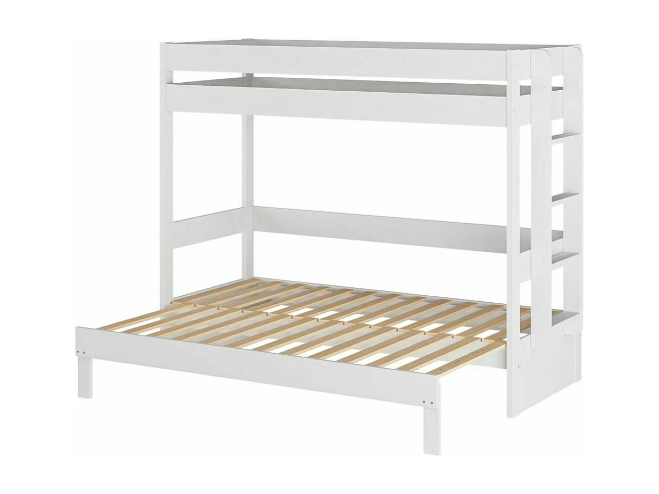 Pack lit superposé gigogne avec tiroir 80x200 cm bois massif blanc RAVI