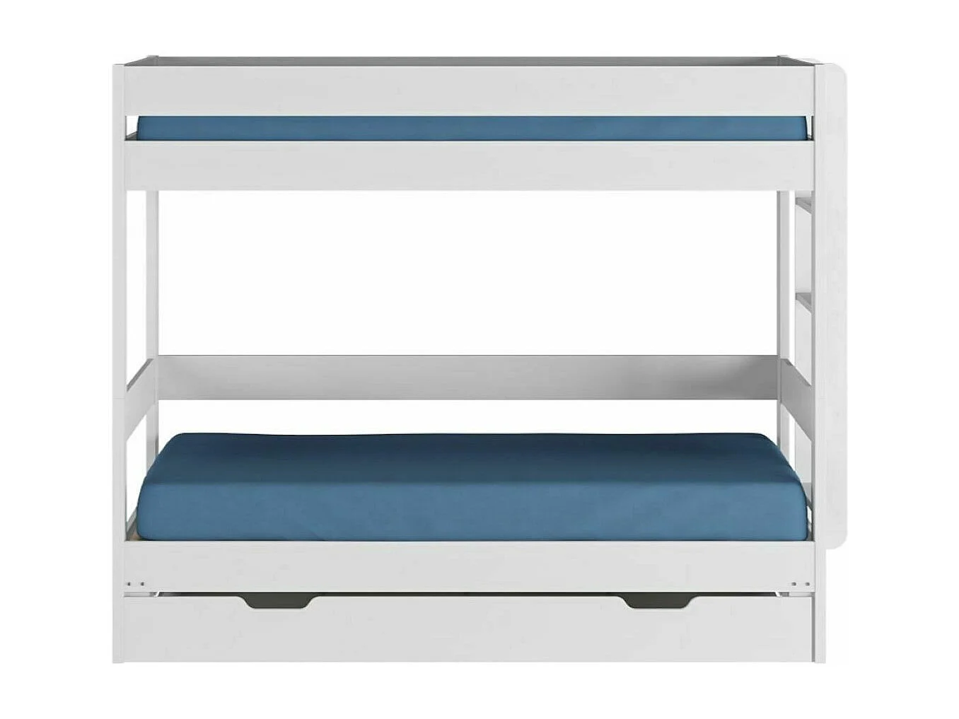 Pack lit superposé gigogne avec tiroir 80x200 cm bois massif blanc RAVI