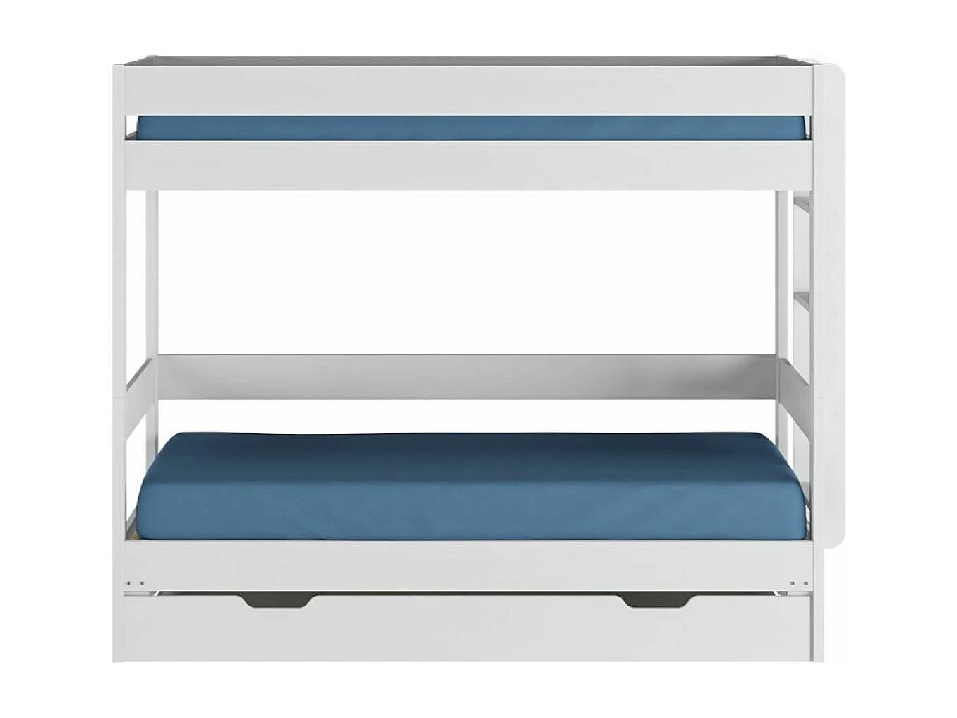 Pack lit superposé gigogne avec tiroir 80x200 cm bois massif blanc RAVI