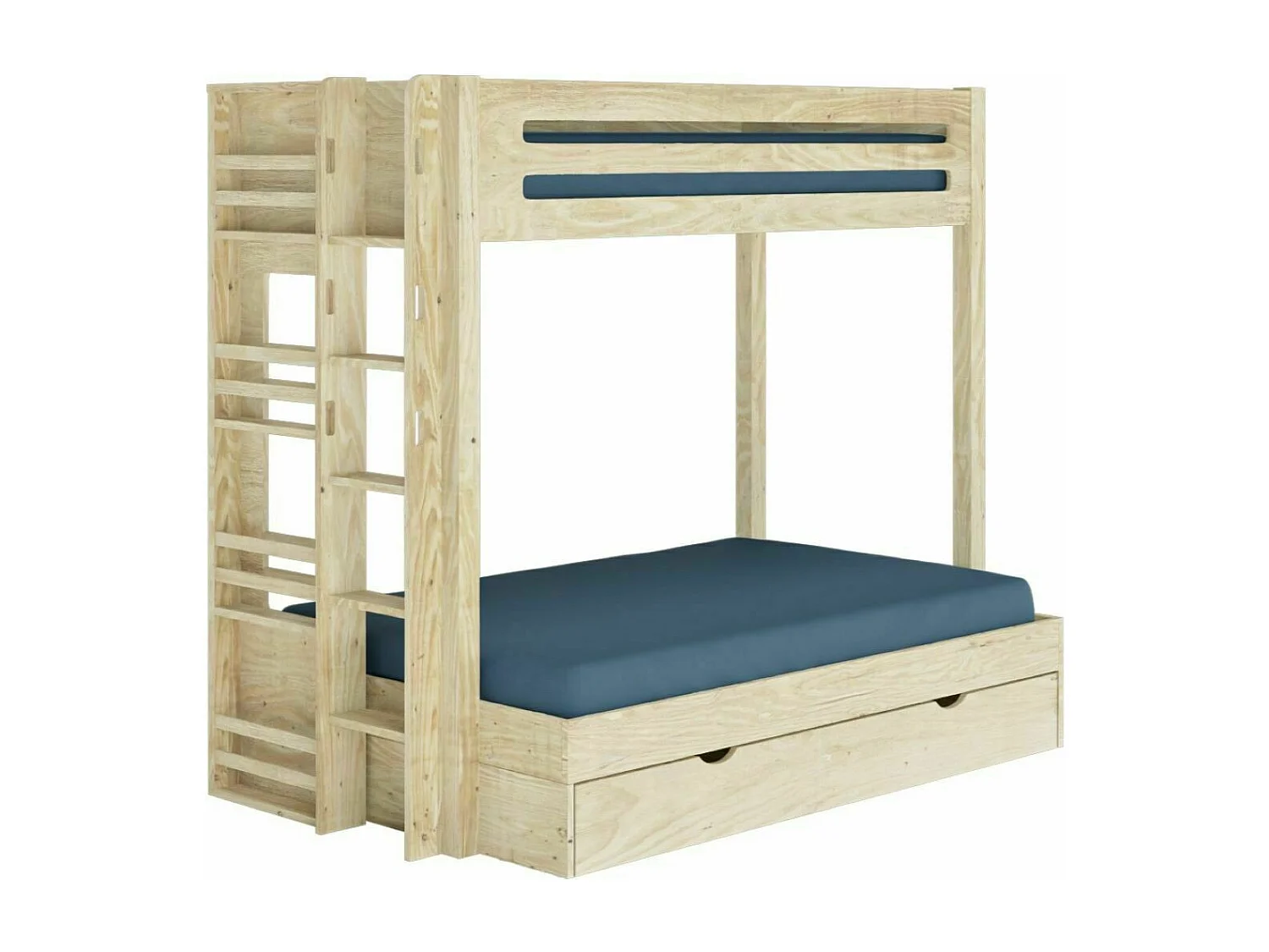 Lit superposé 4 places 120x190 cm bois massif bois naturel ISA