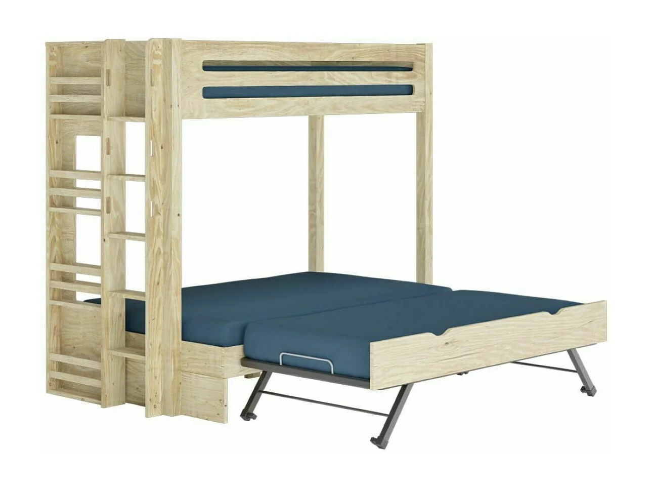 Lit superposé 4 places 120x190 cm bois massif bois naturel ISA