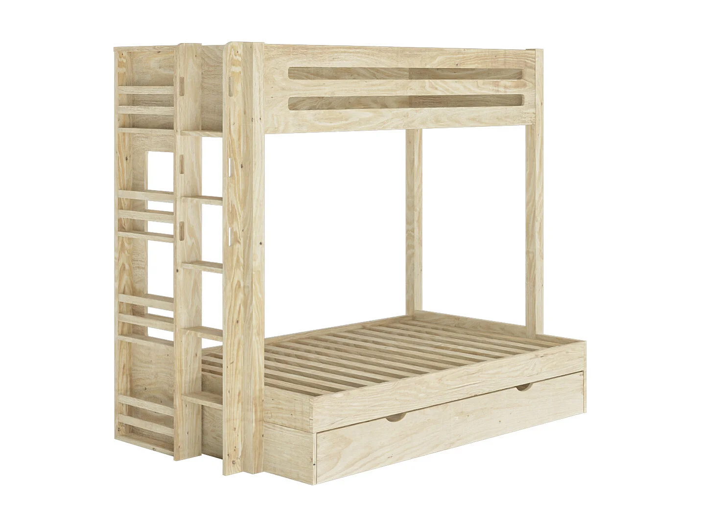 Lit superposé 4 places 120x190 cm bois massif bois naturel ISA