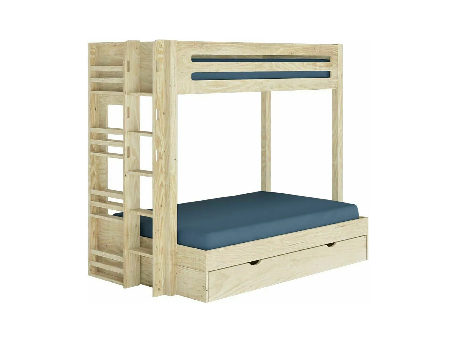 Lit superposé 4 places 120x190 cm bois massif bois naturel ISA