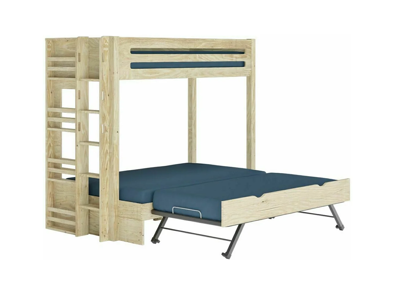 Lit superposé 4 places 120x190 cm bois massif bois naturel ISA
