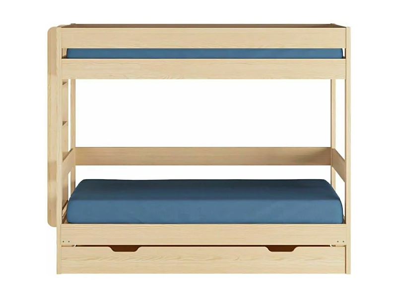 Pack lit superposé gigogne avec tiroir 80x200 cm bois massif bois naturel RAVI