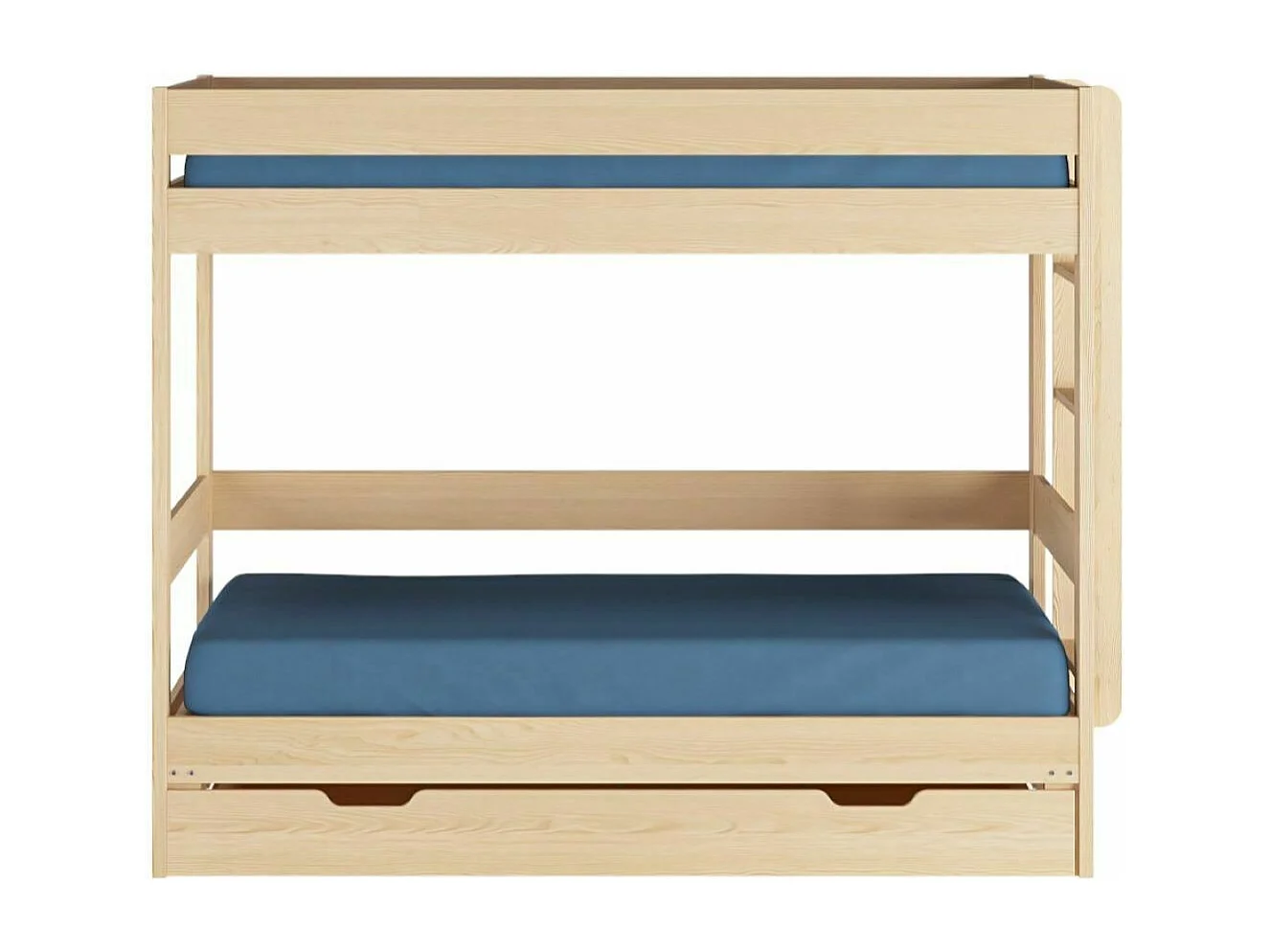 Pack lit superposé gigogne avec tiroir 80x200 cm bois massif bois naturel RAVI