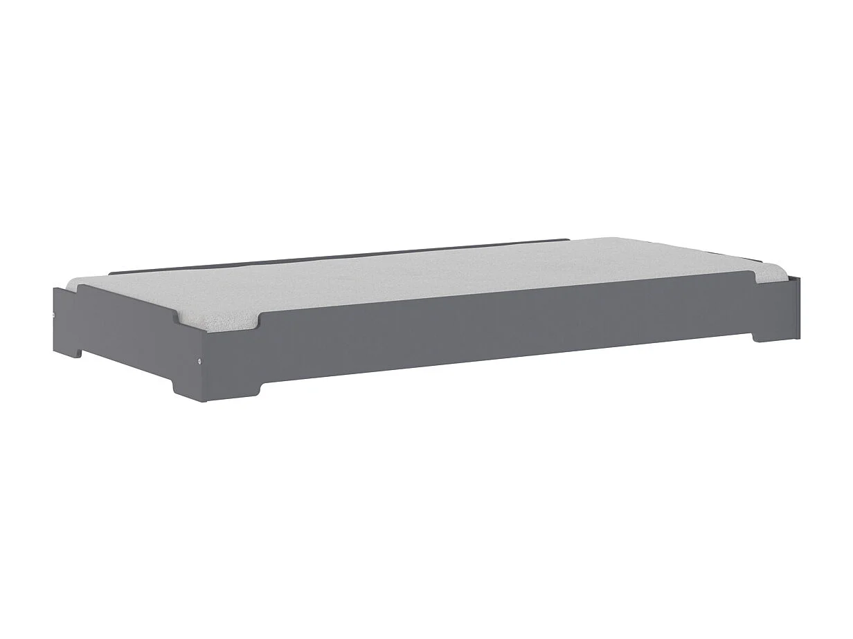 Lit empilable 90x190 cm panneaux de fibres gris STACK