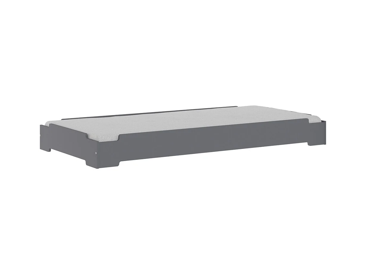 Lit empilable 90x190 cm panneaux de fibres gris STACK
