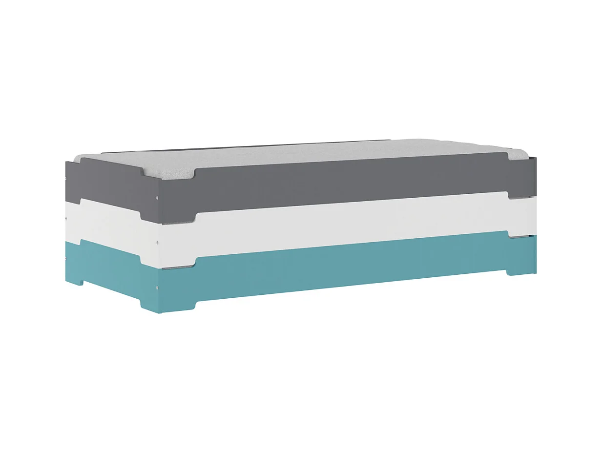 Lit empilable 90x190 cm panneaux de fibres gris STACK