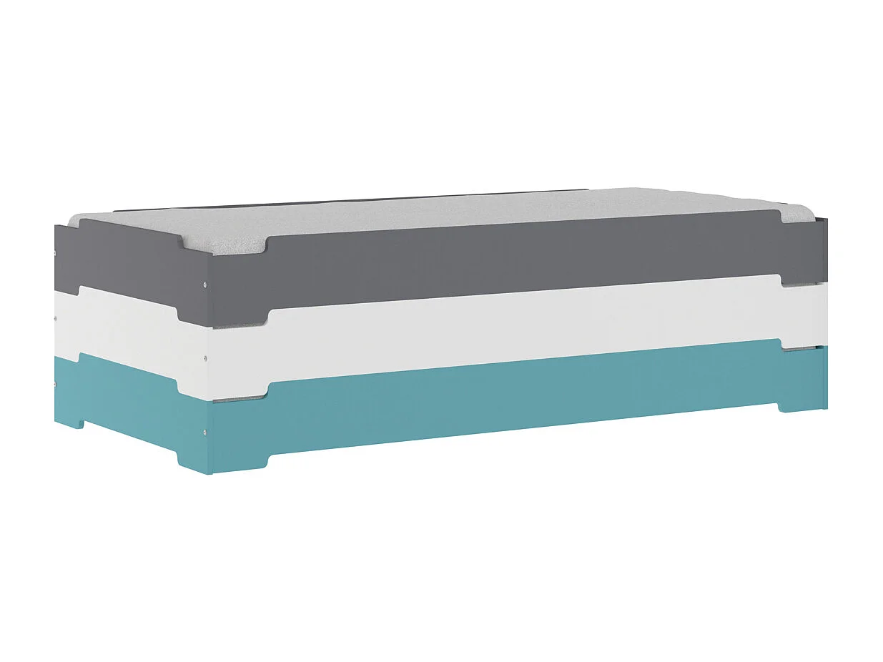 Lit empilable 90x190 cm panneaux de fibres gris STACK