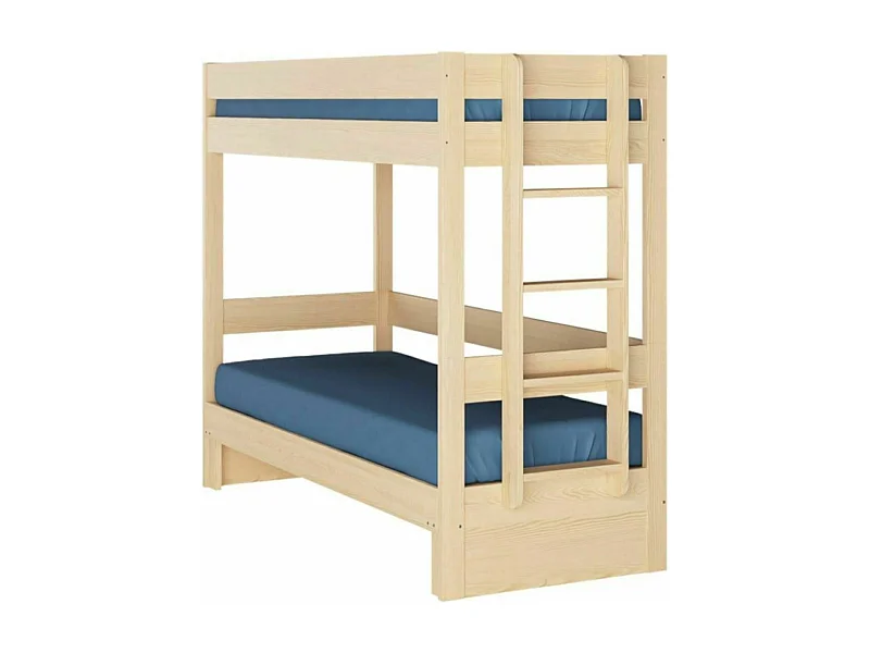 Pack lit superposé gigogne avec matelas 80x200 cm bois massif bois naturel RAVI