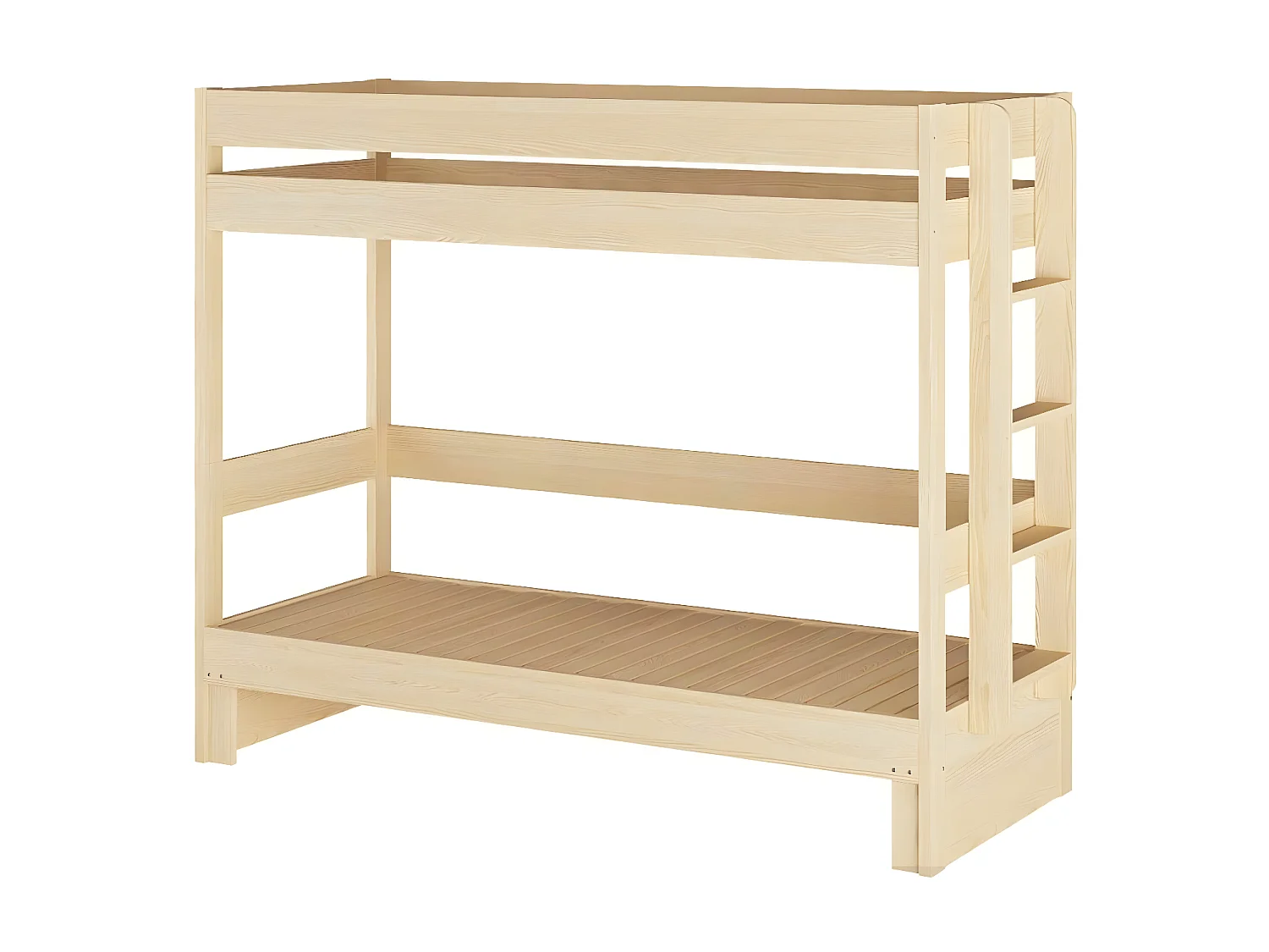 Pack lit superposé gigogne avec matelas 80x200 cm bois massif bois naturel RAVI