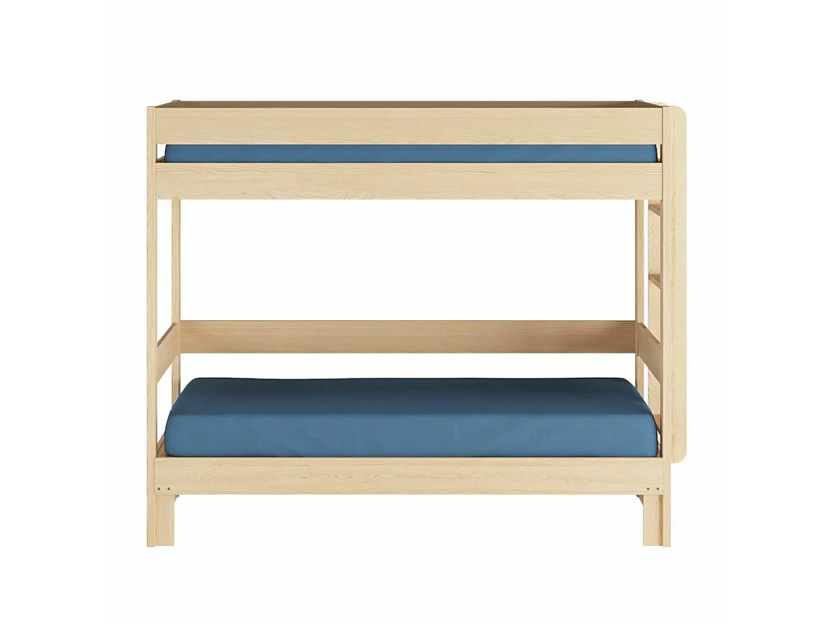 Pack lit superposé gigogne avec matelas 80x200 cm bois massif bois naturel RAVI
