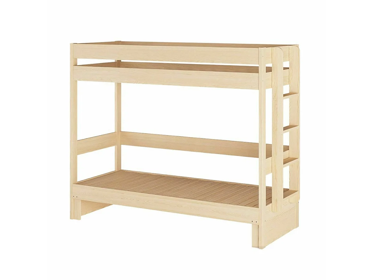 Pack lit superposé gigogne avec matelas 80x200 cm bois massif bois naturel RAVI