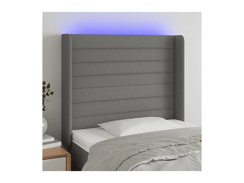 Tête de lit à LED Gris foncé 103x16x118/128 cm Tissu