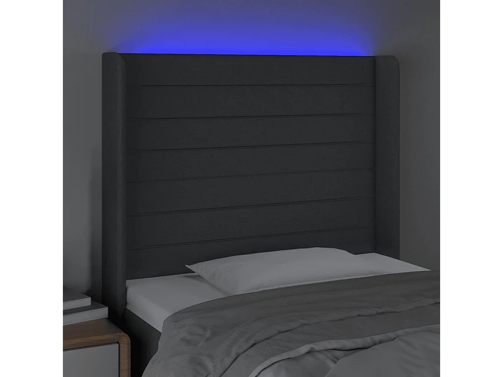 Tête de lit à LED Gris foncé 103x16x118/128 cm Tissu