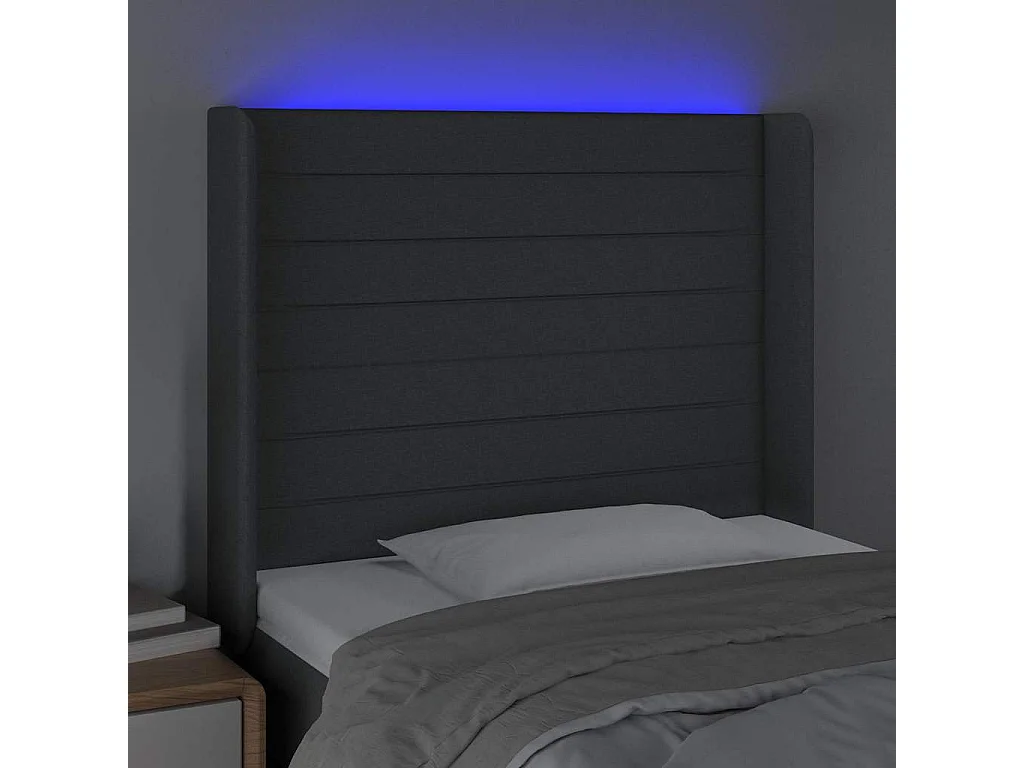 Tête de lit à LED Gris foncé 103x16x118/128 cm Tissu