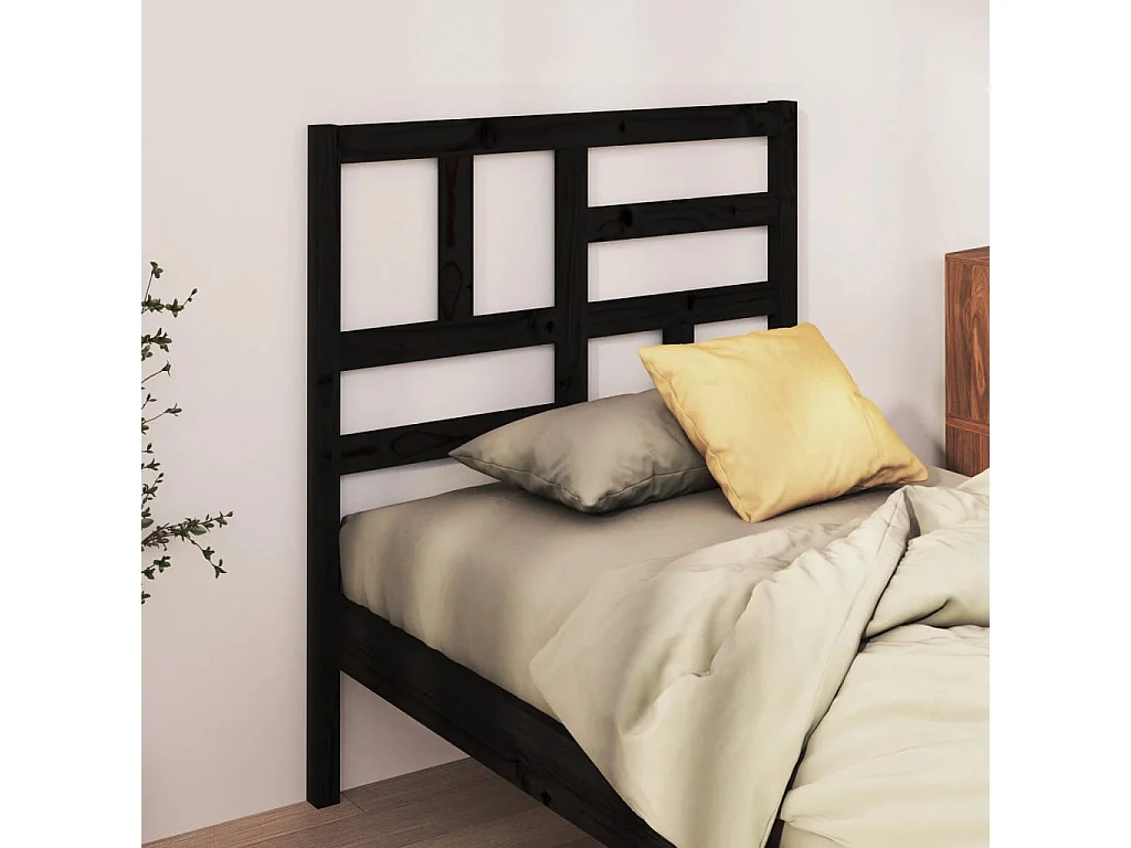 Tête de lit Noir 96x4x104 cm Bois massif de pin