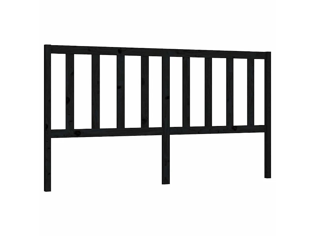 Tête de lit Noir 206x4x100 cm Bois massif de pin