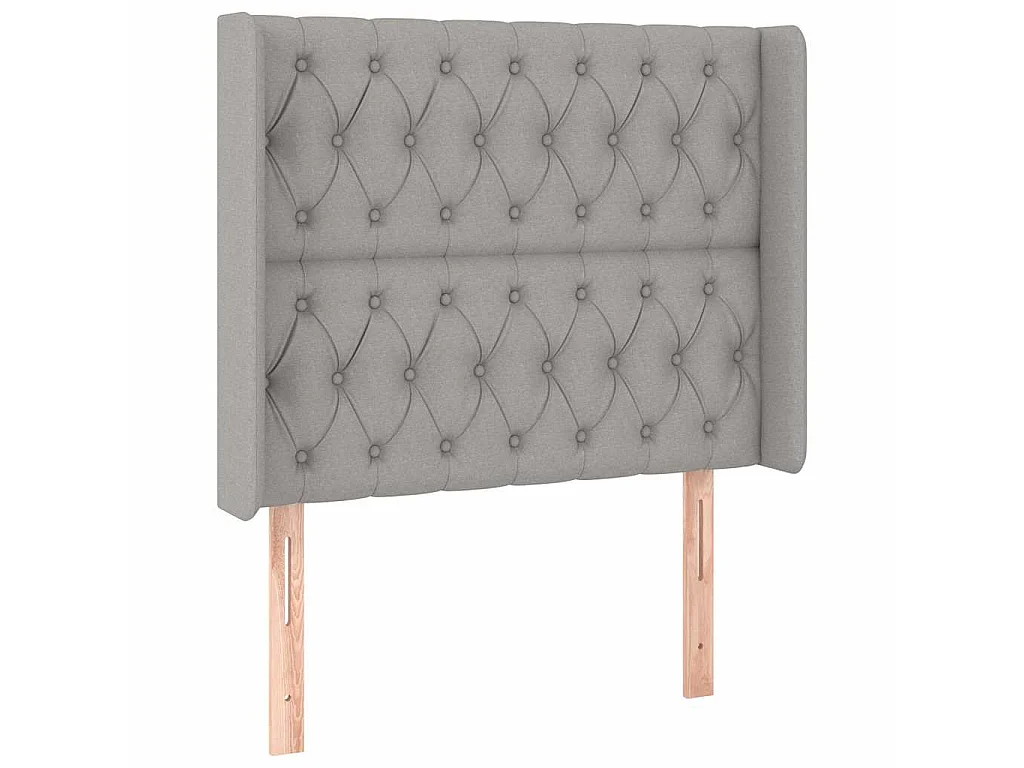 Testiera a LED Grigio Chiaro 103x16x118/128 cm in Tessuto