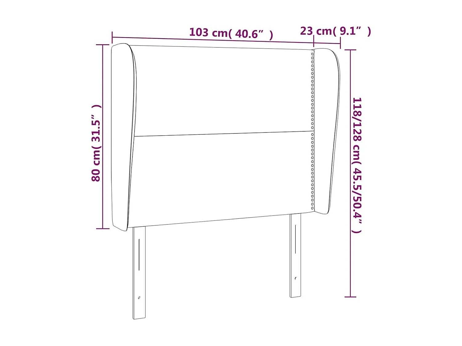 Tête de lit avec oreilles Bleu foncé 103x23x118/128 cm Velours