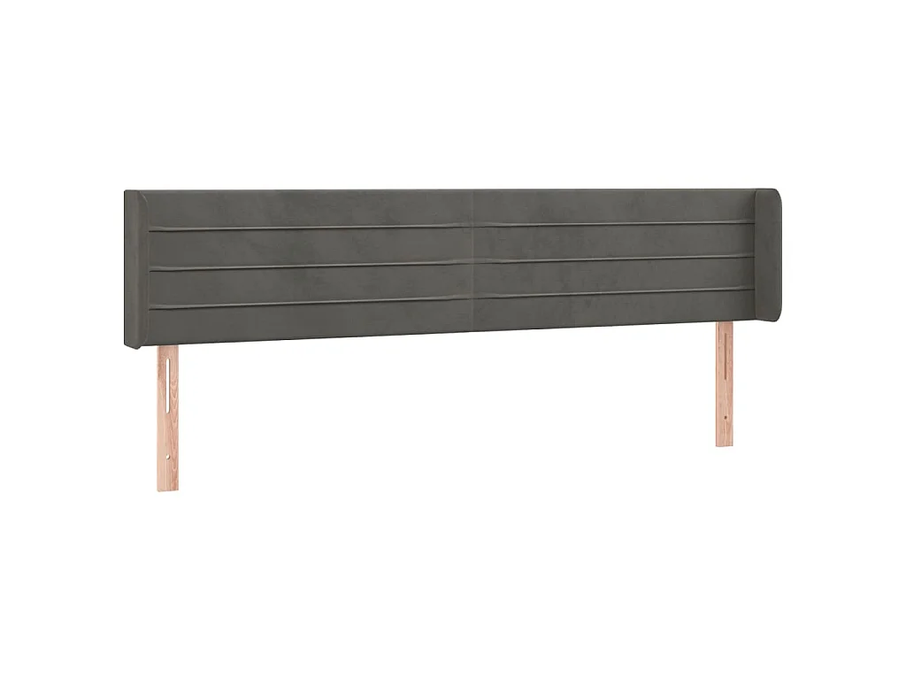 Tête de lit avec oreilles Gris foncé 203x16x78/88 cm Velours