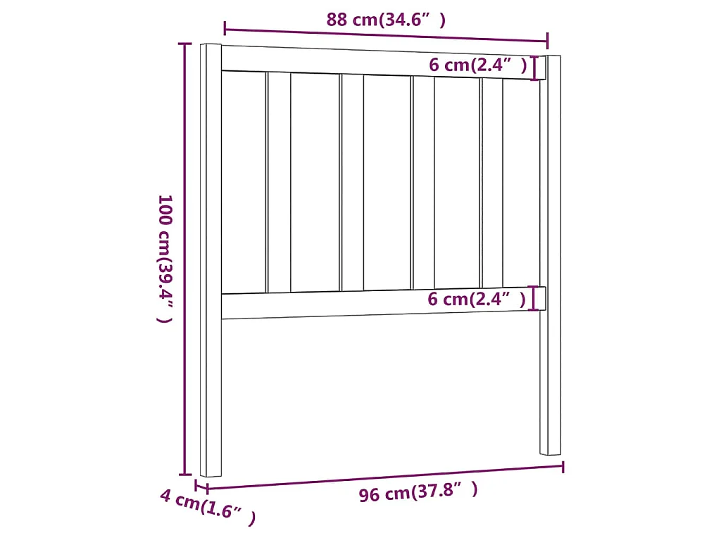 Tête de lit Gris 96x4x100 cm Bois massif de pin