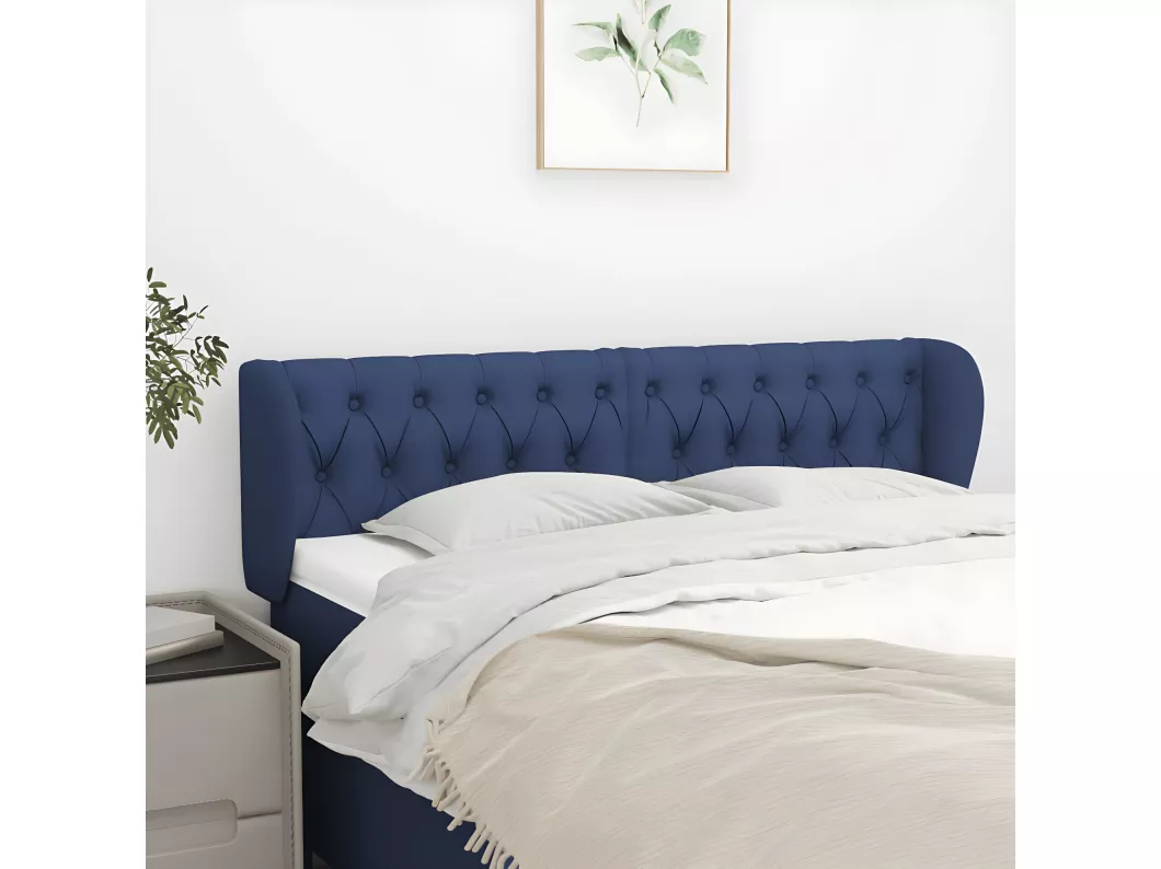 Kauf Unique Kopfteil mit Ohren Blau 163x23x78/88 cm Stoff