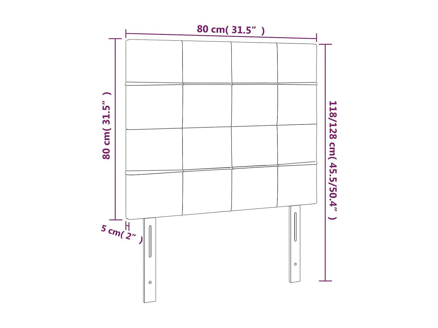 Tête de lit Gris foncé 80x5x118/128 cm Velours