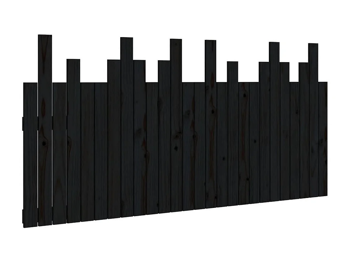 Testiera da Parete Nera 166x3x80 cm in Legno Massello di Pino