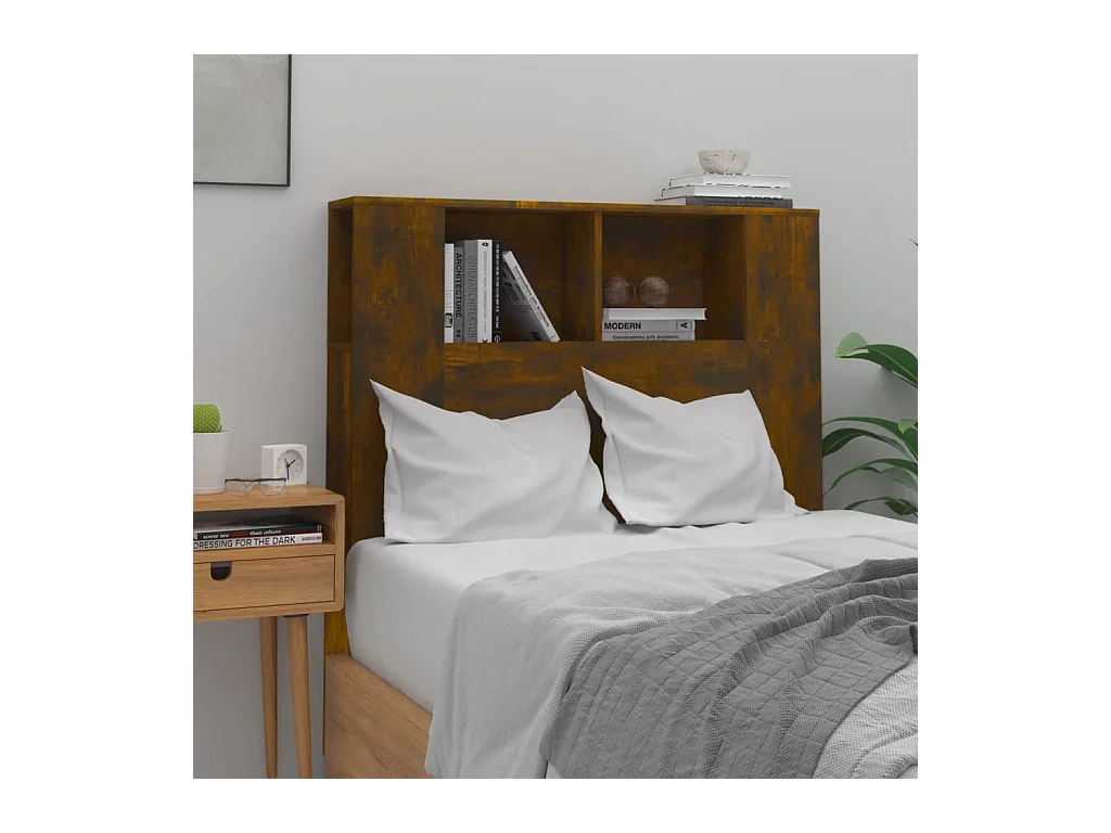 Armoire de tête de lit Chêne fumé 100x18,5x102,5 cm