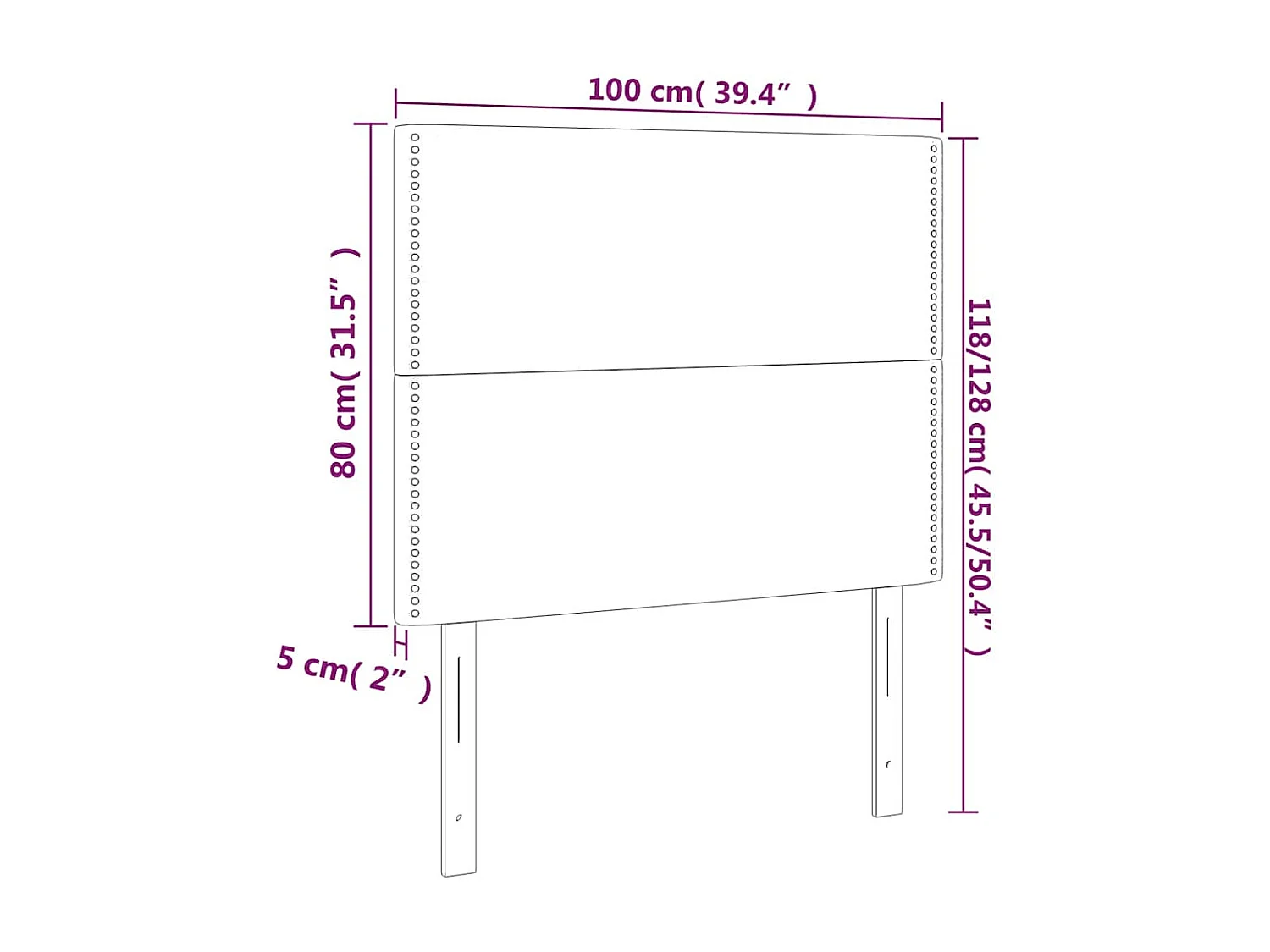 Tête de lit à LED Vert foncé 100x5x118/128 cm Velours