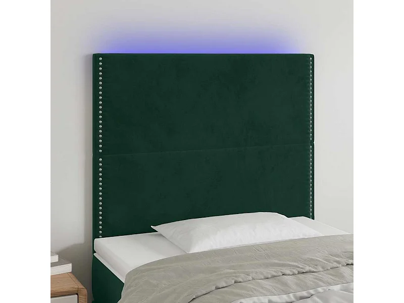 Tête de lit à LED Vert foncé 100x5x118/128 cm Velours