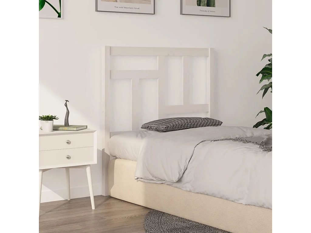 Tête de lit Blanc 95,5x4x100 cm Bois massif de pin