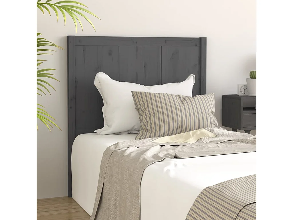 Testiera per Letto Grigia 80,5x4x100 cm Legno Massello di Pino