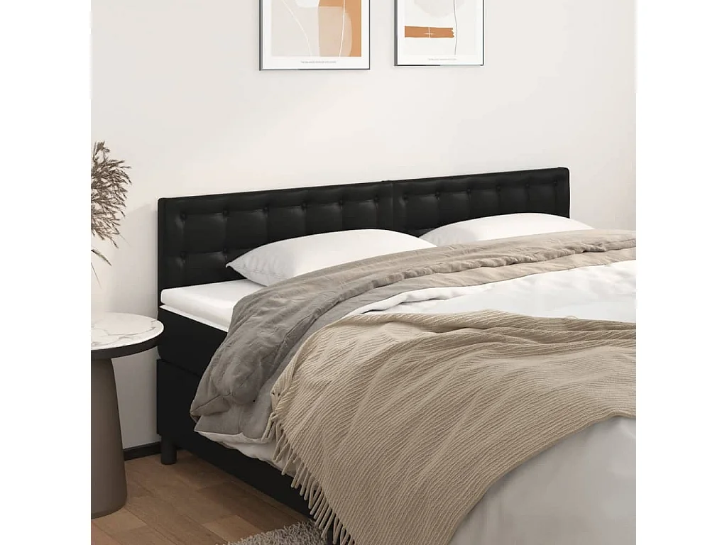 Hoofdborden 200x5x78/88 cm kunstleer zwart