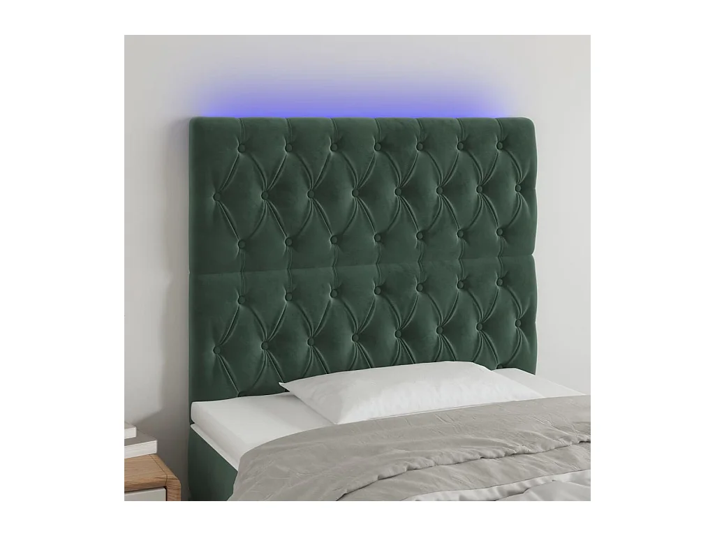 Tête de lit à LED Vert foncé 100x7x118/128 cm Velours