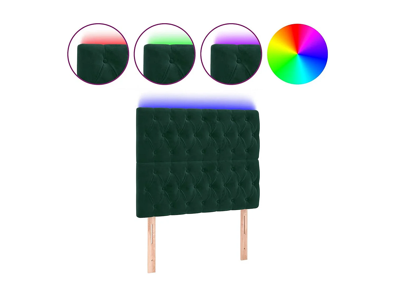 Tête de lit à LED Vert foncé 100x7x118/128 cm Velours