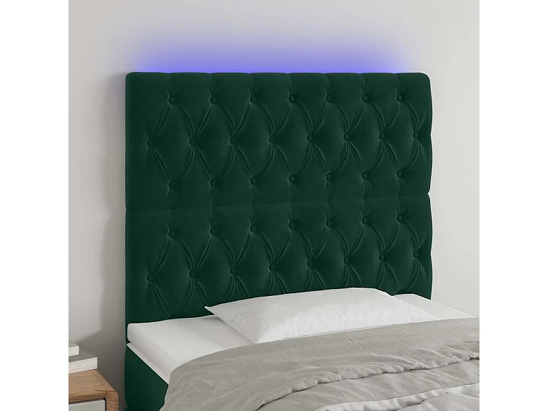 Tête de lit à LED Vert foncé 100x7x118/128 cm Velours