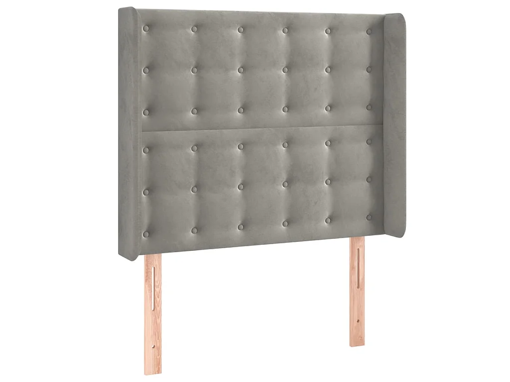 Tête de lit avec oreilles Gris clair 103x16x118/128 cm Velours